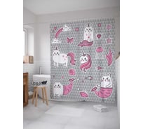 Штора (занавеска) для ванной JoyArty "Волшебные коты" из сатена, 180х200 см с крючками, sc_41258