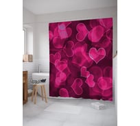 Штора (занавеска) для ванной JoyArty "Наложение сердец" из сатена, 180х200 см с крючками, sc_38993