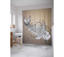Штора (занавеска) для ванной JoyArty "Нарисованная рыба" из сатена, 180х200 см с крючками, sc_4919