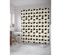 Штора (занавеска) для ванной JoyArty "Приветливый кот" из сатена, 180х200 см с крючками, sc_59211