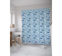 Штора (занавеска) для ванной JoyArty "Киты-моряки" из сатена, 180х200 см с крючками, sc_55366