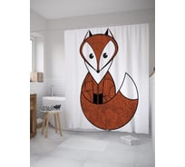 Штора (занавеска) для ванной JoyArty "Значок лисы" из сатена, 180х200 см с крючками, sc_39206