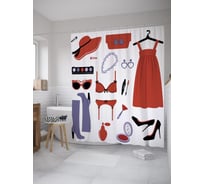 Штора (занавеска) для ванной JoyArty "Летний комплект" из сатена, 180х200 см с крючками, sc_39401