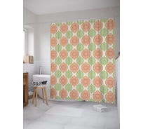 Штора (занавеска) для ванной JoyArty "Миндальный орнамент" из сатена, 180х200 см с крючками, sc_58108
