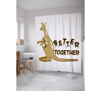 Штора (занавеска) для ванной JoyArty "Кенгуру и надпись" из сатена, 180х200 см с крючками, sc_4951