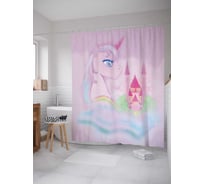 Штора (занавеска) для ванной JoyArty "Единорог и радуга" из сатена, 180х200 см с крючками, sc_4960