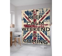 Штора (занавеска) для ванной JoyArty "Британский флаг и надпись на английском языке" из сатена, 180х200 см с крючками, sc_4515