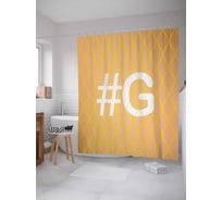 Штора (занавеска) для ванной JoyArty "Оранжевая g с хештэгом" из сатена, 180х200 см с крючками, sc_3998somong