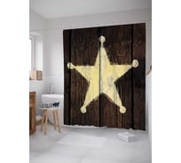 Штора (занавеска) для ванной JoyArty "Звезда шерифа" из сатена, 180х200 см с крючками, sc_5030