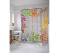 Штора (занавеска) для ванной JoyArty "Коллекция листьев" из сатена, 180х200 см с крючками, sc_4733