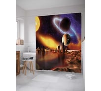 Штора (занавеска) для ванной JoyArty "Космическое озеро" из сатена, 180х200 см с крючками, sc_6903