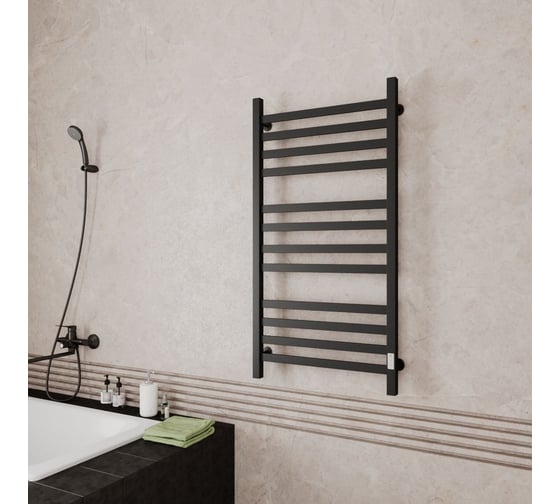 Полотенцесушитель электрический профильный Bauedge BAU В81/10 60х120, 3 вставки 4-4-4, черный матовый RAL 9005 с таймером справа M0062