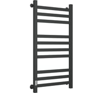 Полотенцесушитель электрический профильный Bauedge BAU В81/10 50х100, 3 вставки 3-4-3, размер 30x10, черный матовый RAL 9005 с таймером слева M0010