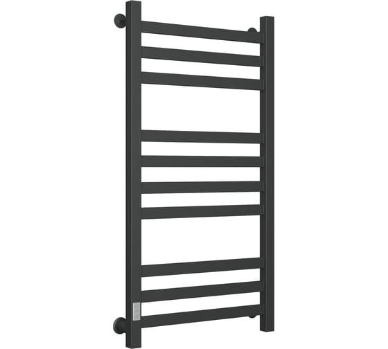 Полотенцесушитель электрический профильный Bauedge BAU В81/10 50х100, 3 вставки 3-4-3, размер 30x10, черный матовый RAL 9005 с таймером слева M0010