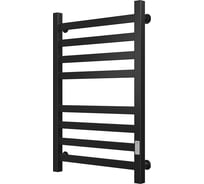 Полотенцесушитель электрический профильный Bauedge BAU В81/10 50х80, 2 вставки 4х4, размер 30x10, черный матовый RAL 9005 с таймером справа M0011