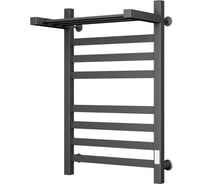 Полотенцесушитель электрический профильный Bauedge с полкой BAU В81/10 50х80, Gun Grey темно-серый металлик, с таймером  справа M0083