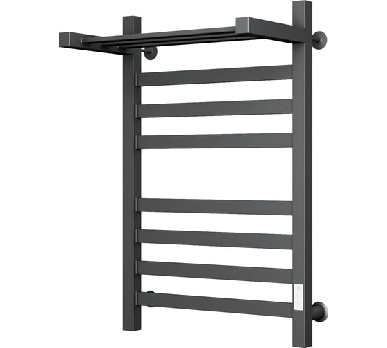 Полотенцесушитель электрический профильный Bauedge с полкой BAU В81/10 50х80, Gun Grey темно-серый металлик, с таймером  справа M0083
