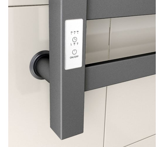 Полотенцесушитель электрический профильный Bauedge BAU Gun Grey В81/10 40х80 темно-серый металлик, с таймером  слева M0086