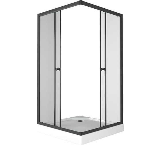 Душевой уголок BauedgeBAU Stil Hit Black с поддоном 100x100х195, прозрачное закаленное стекло, черный профиль TY0039
