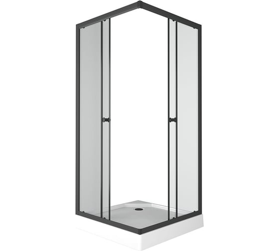 Душевой уголок BauedgeBAU Stil Hit Black с поддоном 80x80х195, рифлёное закаленное стекло, черный профиль TY0037