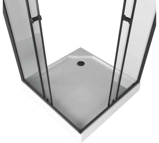 Душевой уголок BauedgeBAU Stil Hit Black с поддоном 80x80х195, рифлёное закаленное стекло, черный профиль TY0037