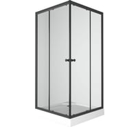 Душевой уголок BauedgeBAU Stil Hit Black с поддоном 90x90х195, прозрачное закаленное стекло, черный профиль TY0038