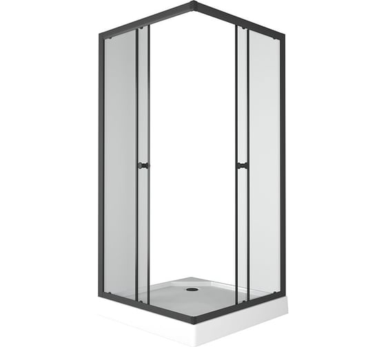 Душевой уголок BauedgeBAU Stil Hit Black с поддоном 90x90х195, прозрачное закаленное стекло, черный профиль TY0038