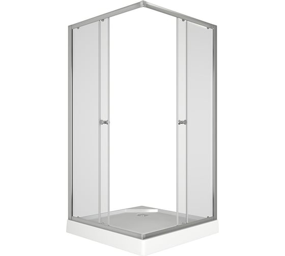 Душевой уголок BauedgeBAU Stil Hit с поддоном 100x100х195, прозрачное закаленное стекло, хромированный профиль TY0036