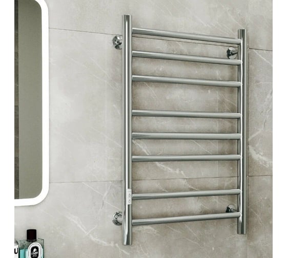 Полотенцесушитель электрический Bauedge BAU В10 50х80, П8 (3+3+2) с таймером справа, нерж. сталь, хром, универсальное подключение M0031U