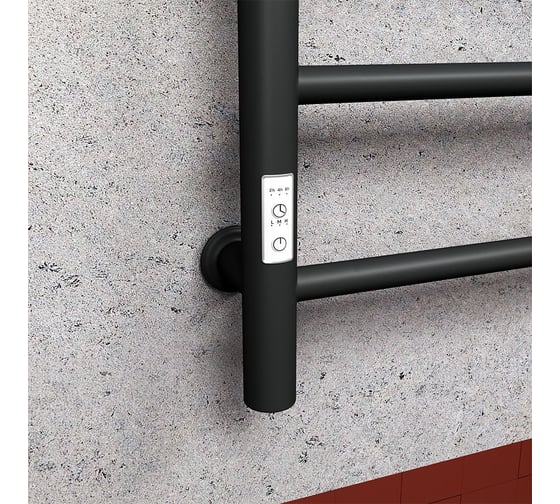 Полотенцесушитель электрический Bauedge BAU В10 50х80, П8 (3+3+2) с таймером слева, черный матовый RAL 9005 M0030
