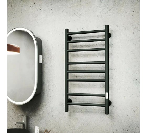 Полотенцесушитель электрический Bauedge BAU В10 40х80, П8 (3+3+2) с таймером справа, черный матовый RAL 9005 M0033
