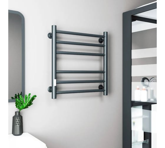 Полотенцесушитель электрический Bauedge BAU В10 50х60, П6 (3+3) с таймером справа, скрытый монтаж черный матовый M0038