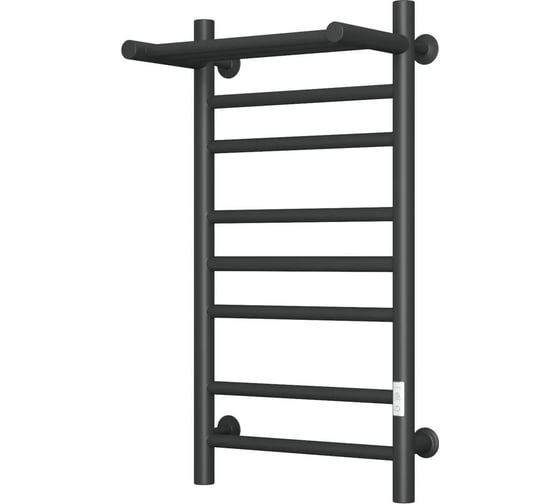 Полотенцесушитель электрический Bauedge лесенка с полкой BAU В10 40х80 П7 (2+3+2) черный матовый RAL 9005, таймер слева M0026