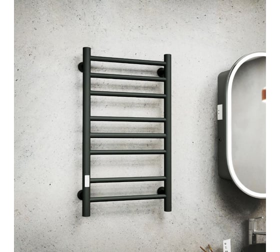 Полотенцесушитель электрический Bauedge BAU В10 50х80, П8 (3+3+2) черный матовый RAL 9005, универсальное подключение M0029U