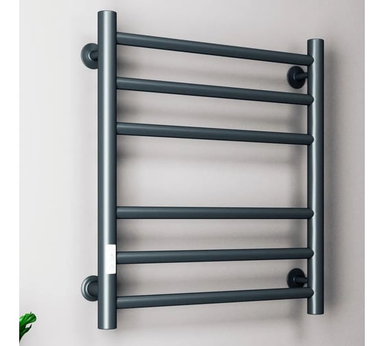 Полотенцесушитель электрический Bauedge BAU В10 50х60, П 6 (3+3) с таймером справа, скрытый монтаж черный матовый, универсальное подключение M0039U