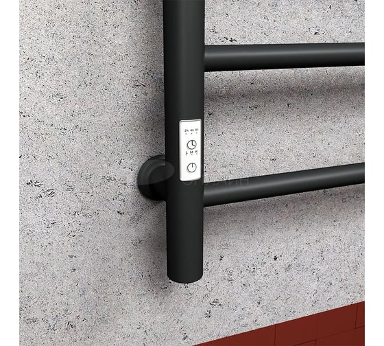 Полотенцесушитель электрический Bauedge BAU В10 100х50, П10 (3+4+3) таймер слева, черный матовый RAL 9005 M0020