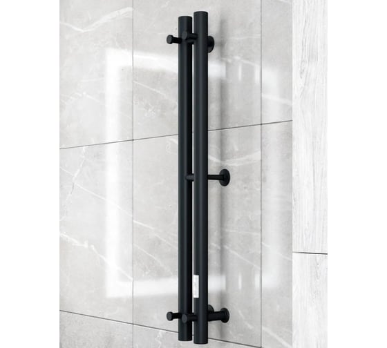 Полотенцесушитель, дизайн-радиатор электрический Bauedge BAU Inaro II 80х6, 4 крючка, черный матовый RAL 9005 с таймером M0056