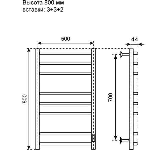 Полотенцесушитель электрический Primoclima Stella E Graphite 80*50 3_3_2