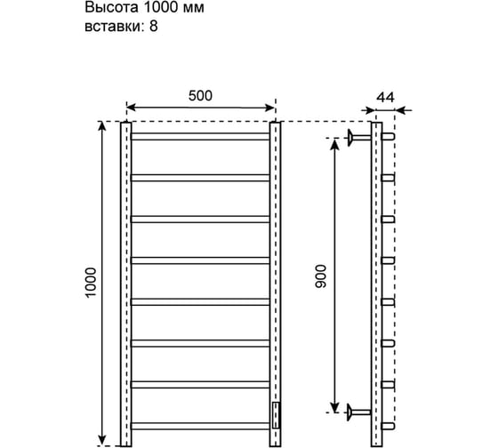 Полотенцесушитель электрический Primoclima Stella E Inox 100х50 8 PCStellaEInox100508