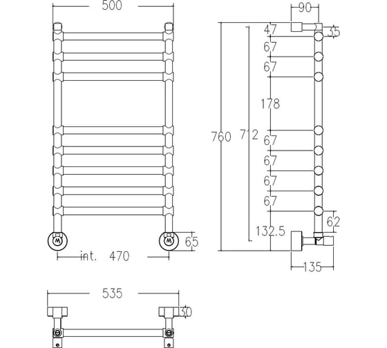 Водяной полотенцесушитель Margaroli Sole 464/8, цвет: хром 4644708CRN