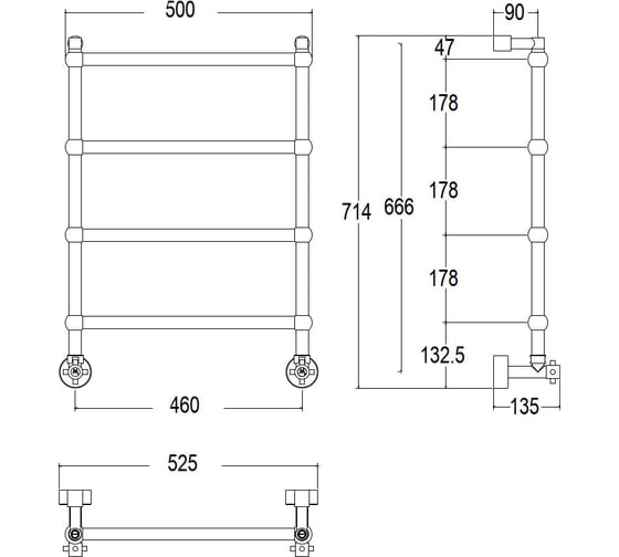 Водяной полотенцесушитель Margaroli Sole 442TS, цвет: хром 442TS4604CR