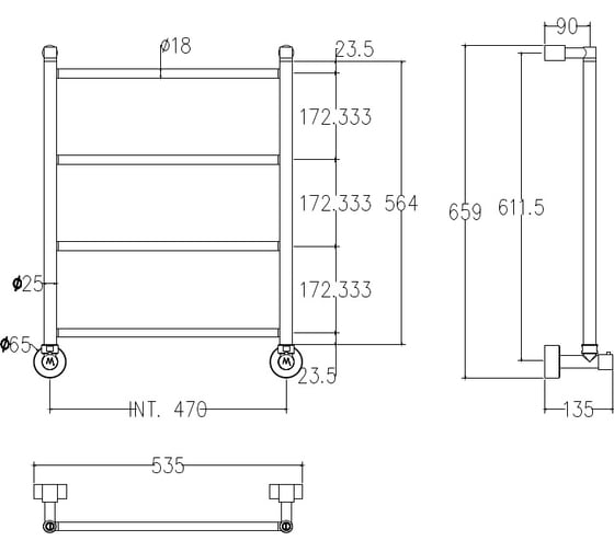 Водяной полотенцесушитель Margaroli Mini 442, цвет: хром 34824704CRNS