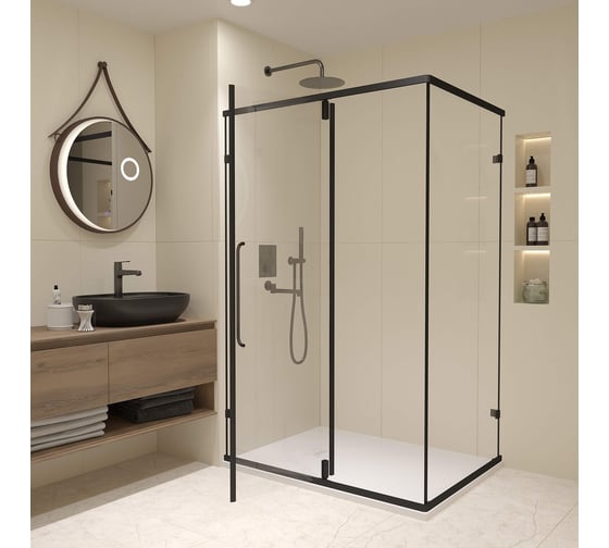Душевой уголок RGW 90* 80*185 CL-046-B Прямоуг./Чёрный/Прозрачное/6 мм 350904698-14