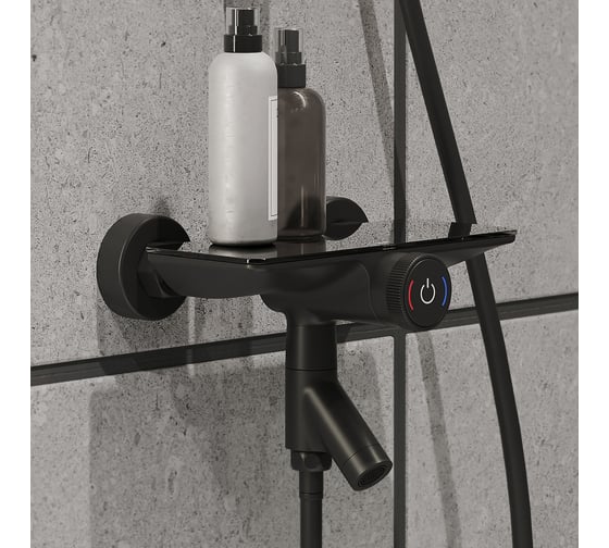 Смеситель для ванны IDDIS Shelfy с управлением Push Control, черный матовый SHEBLBTi02WA