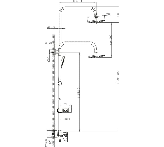 Смеситель для ванны и душа Lemark Tropic LM7002BL