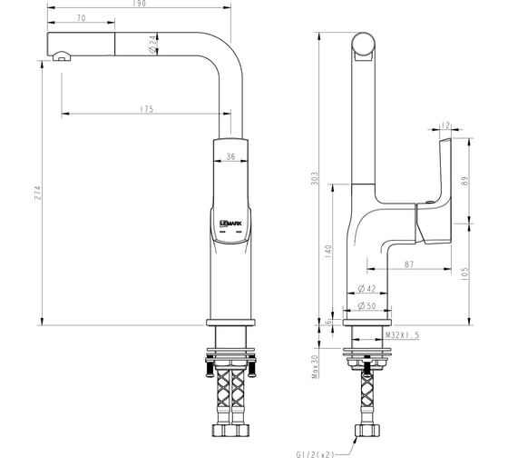Смеситель для кухни Lemark Ursus LM7205BLR