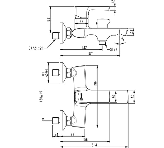 Смеситель для ванны Lemark Ursus LM7214BL
