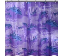 Штора для ванной Аквалиния Фиолетовые дельфины 09.020А