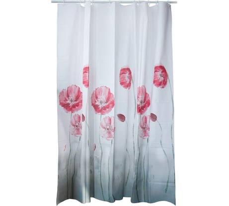 Штора для ванной Аквалиния Маки красные 1.8х1.8 м А-13