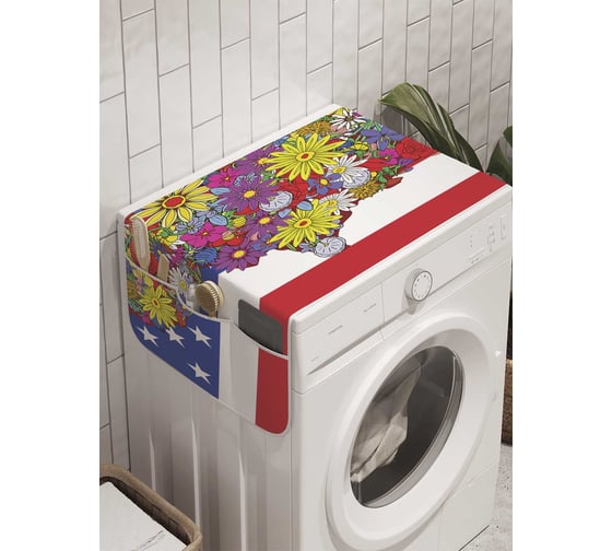 Органайзер для хранения Ambesonne "Цветочная америка" на стиральную машину, 45x120 см, cwm_8063 1